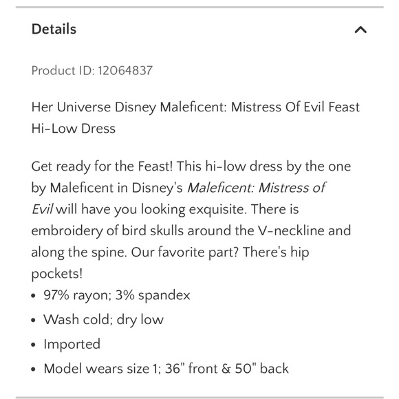 EUC 3X Disney Her Universe Maleficent embroidered dress - Picture 10 of 10